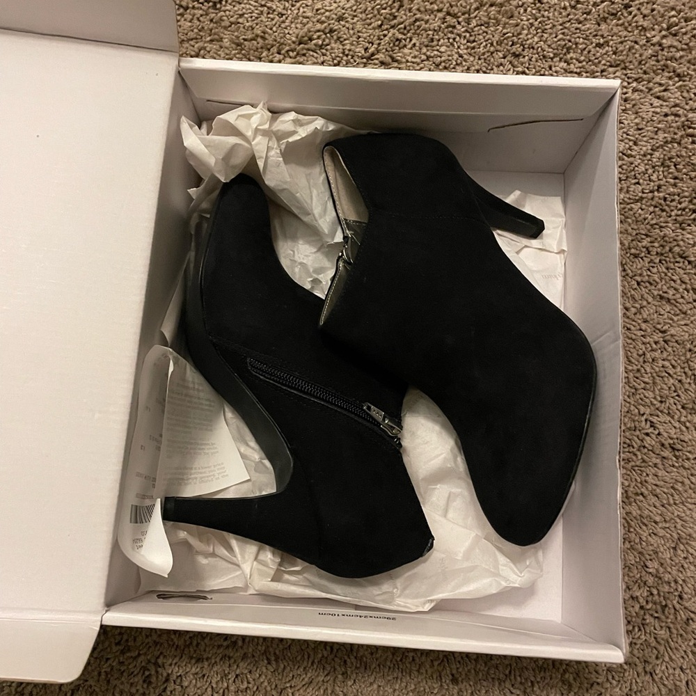 Style & Co Black Heeled Boots Suede Texture